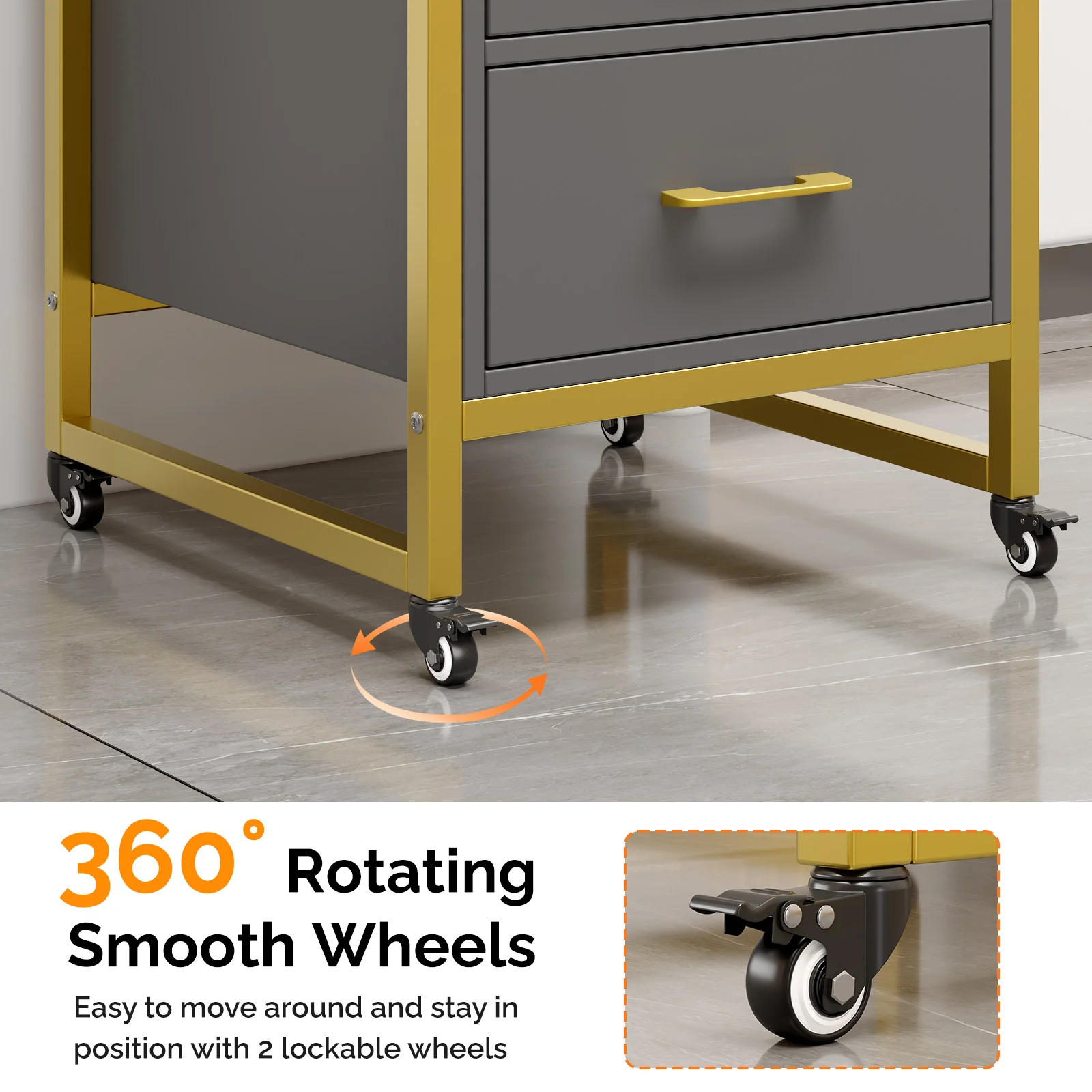 OmySalon WSCTD Wooden Mobile Salon Trolley Cart w/Wheels & 3 Drawers 2 Open Shelves 2 Tool Holders - Image 25