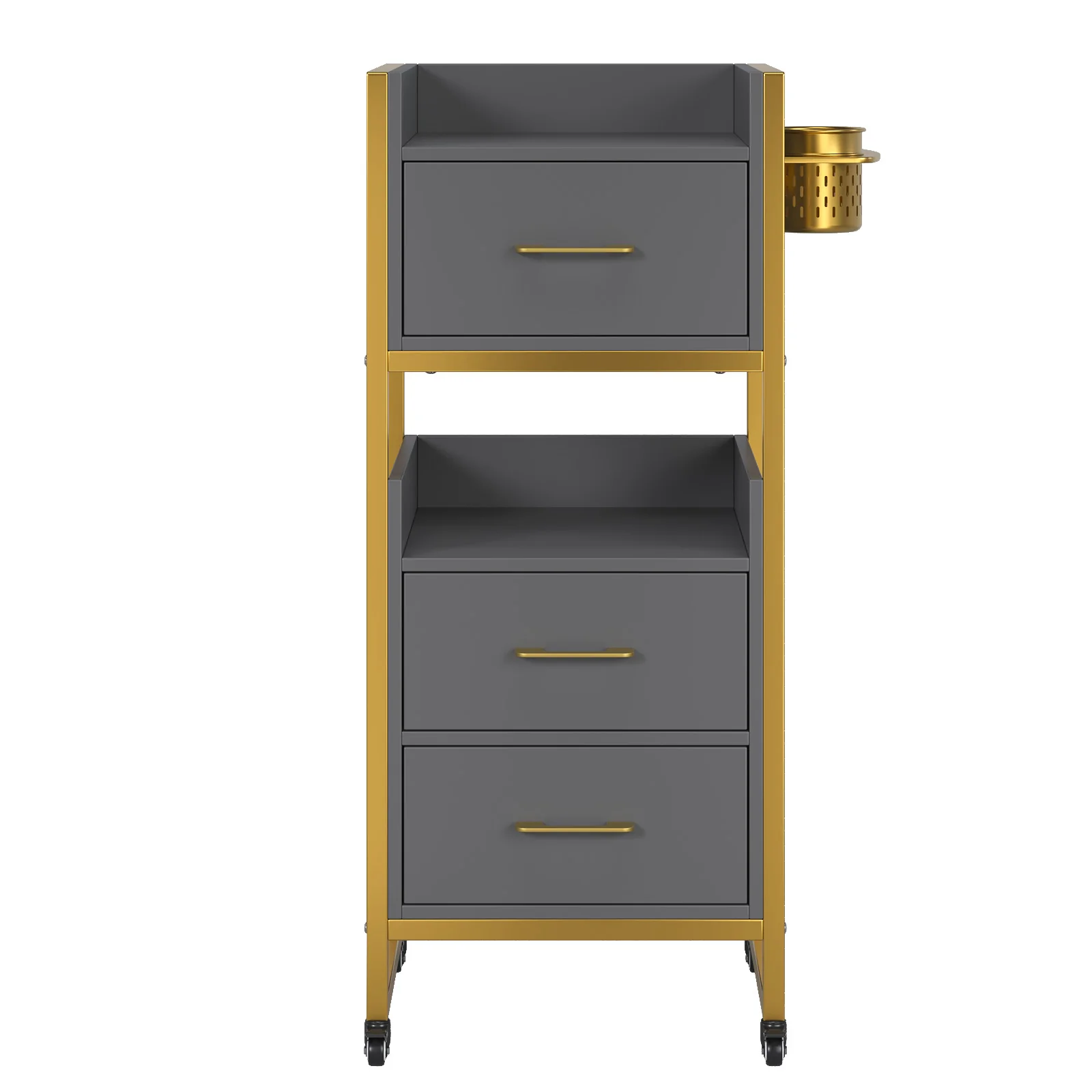 OmySalon WSCTD Wooden Mobile Salon Trolley Cart w/Wheels & 3 Drawers 2 Open Shelves 2 Tool Holders - Image 26