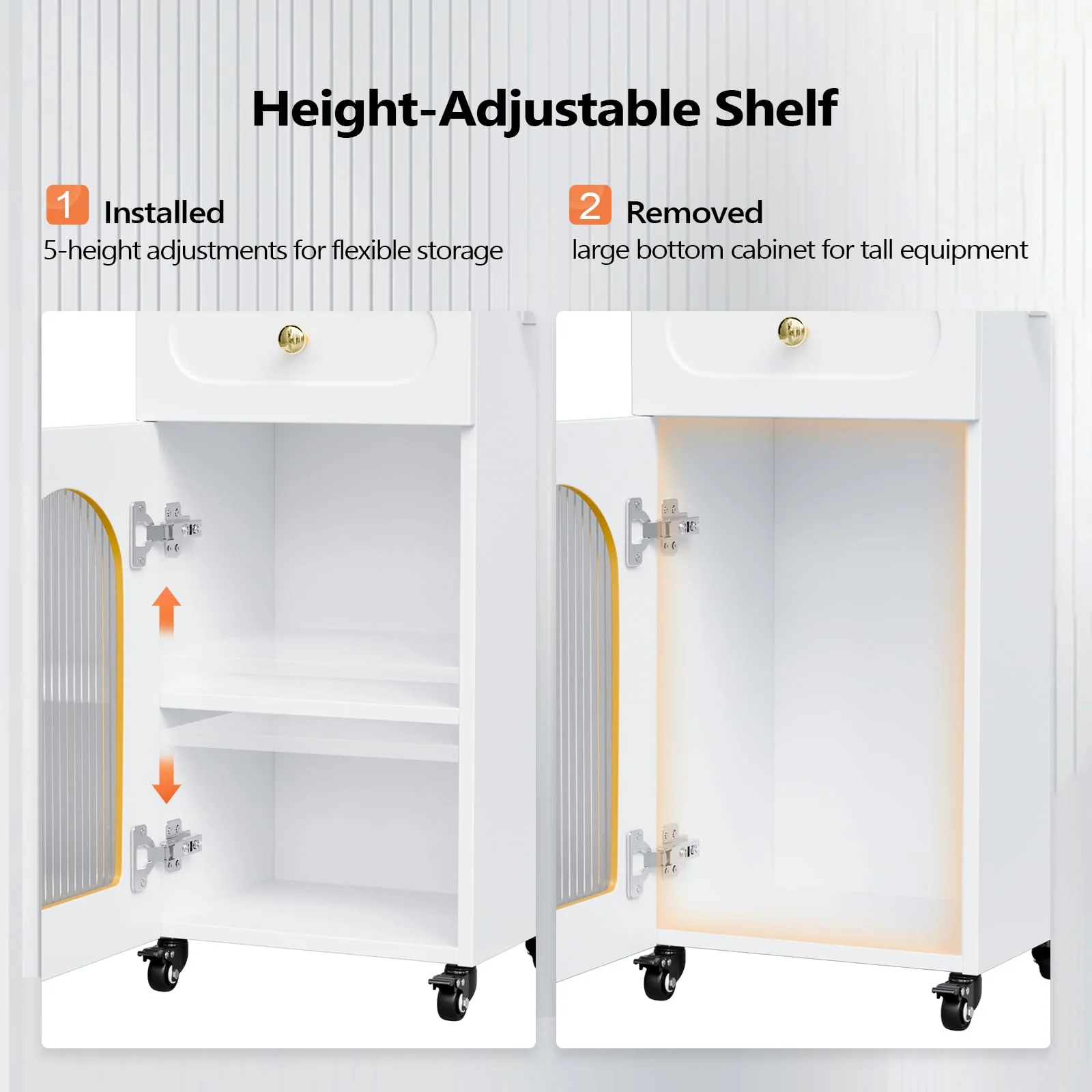 OmySalon WSTC Wooden Mobile Salon Trolley Cart w/Wheels & Glass Door & Dryer Holder - Image 12