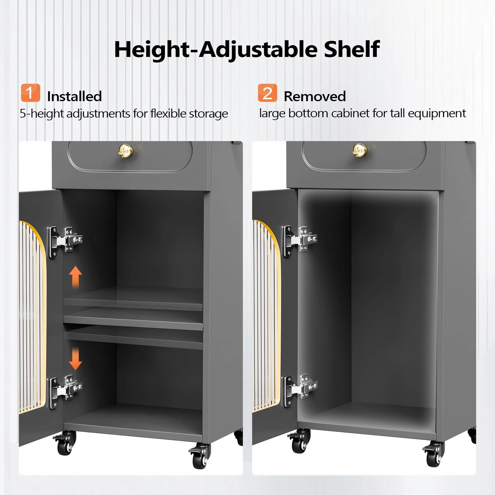 OmySalon WSTC Wooden Mobile Salon Trolley Cart w/Wheels & Glass Door & Dryer Holder - Image 20