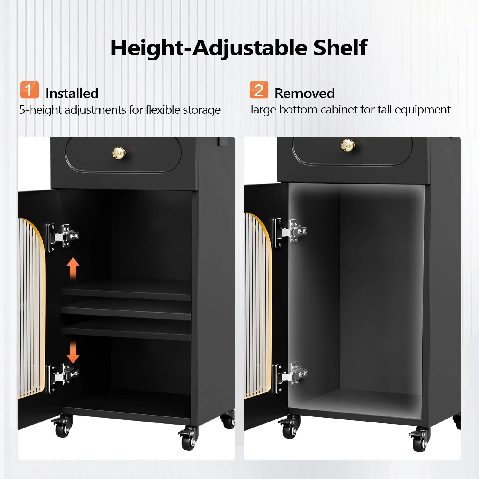 OmySalon WSTC Wooden Mobile Salon Trolley Cart w/Wheels & Glass Door & Dryer Holder - Image 4