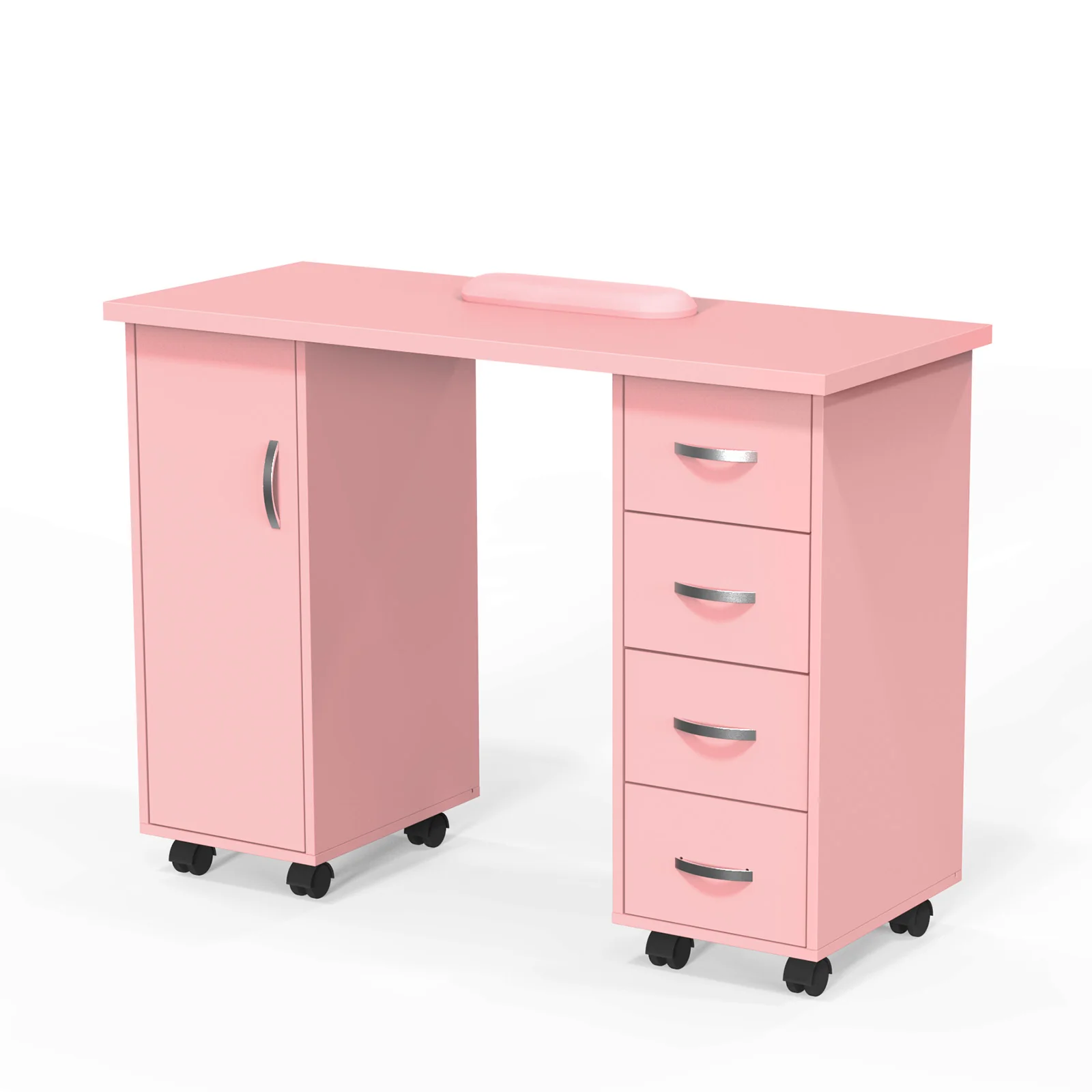 OmySalon WMT Nail Manicure Table w/Wrist Rest & 1 Side Cabinet 4 Drawers - Image 9