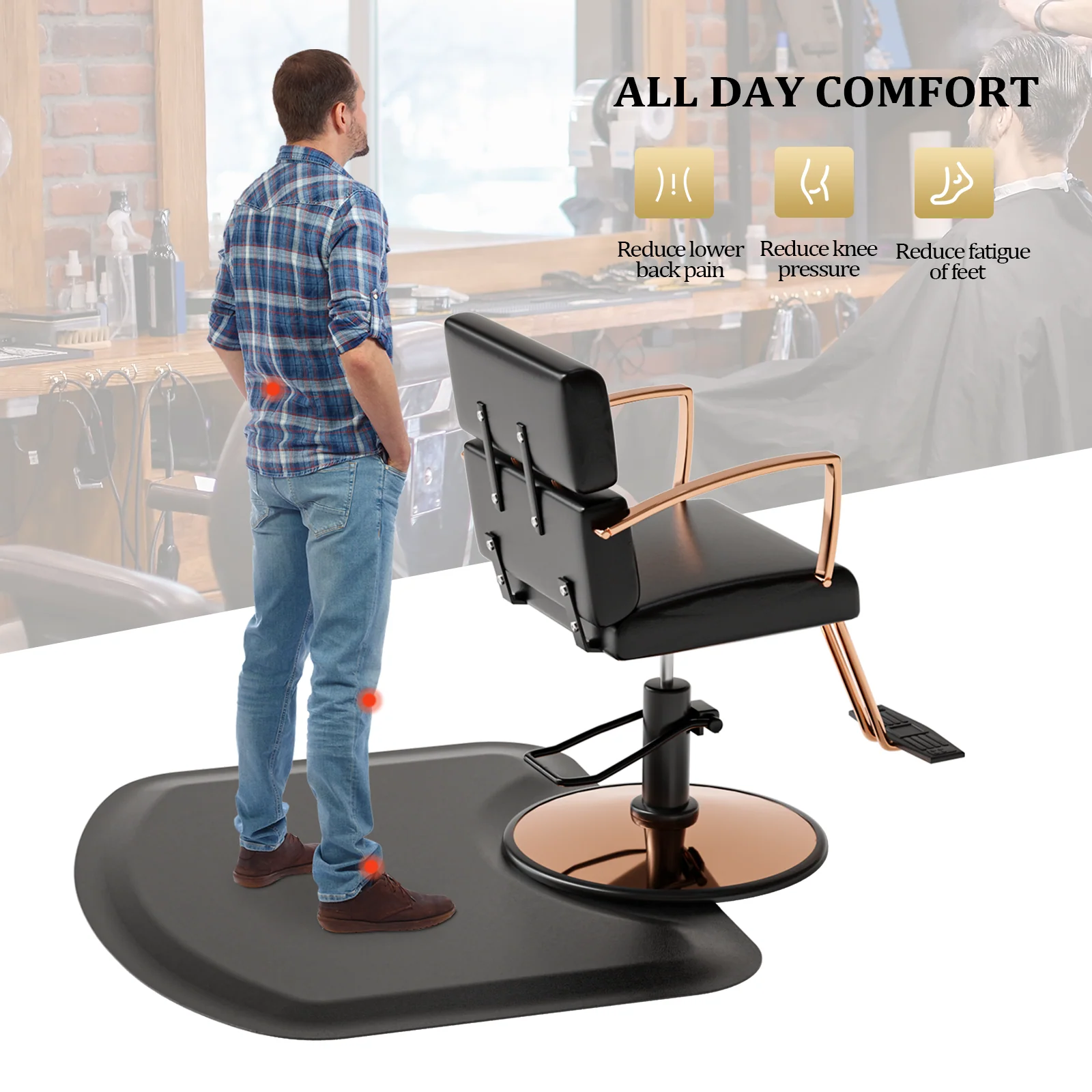 Omysalon Salon Floor Mat Anti Fatigue Barber Chair Mats for Round Base 1/2in Thick - Image 11