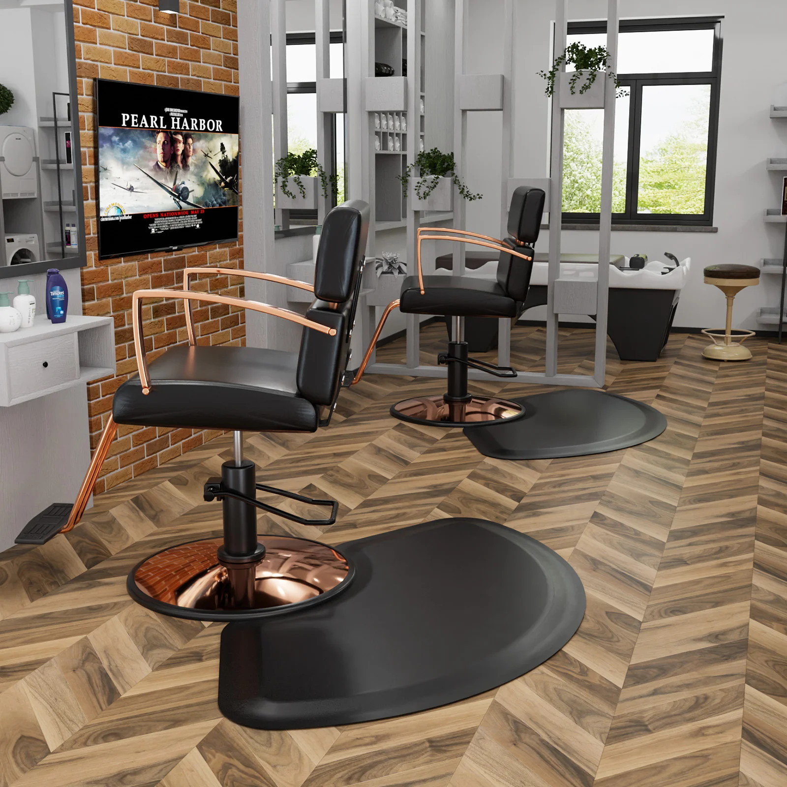 Omysalon Salon Floor Mat Anti Fatigue Barber Chair Mats for Round Base 1/2in Thick - Image 2