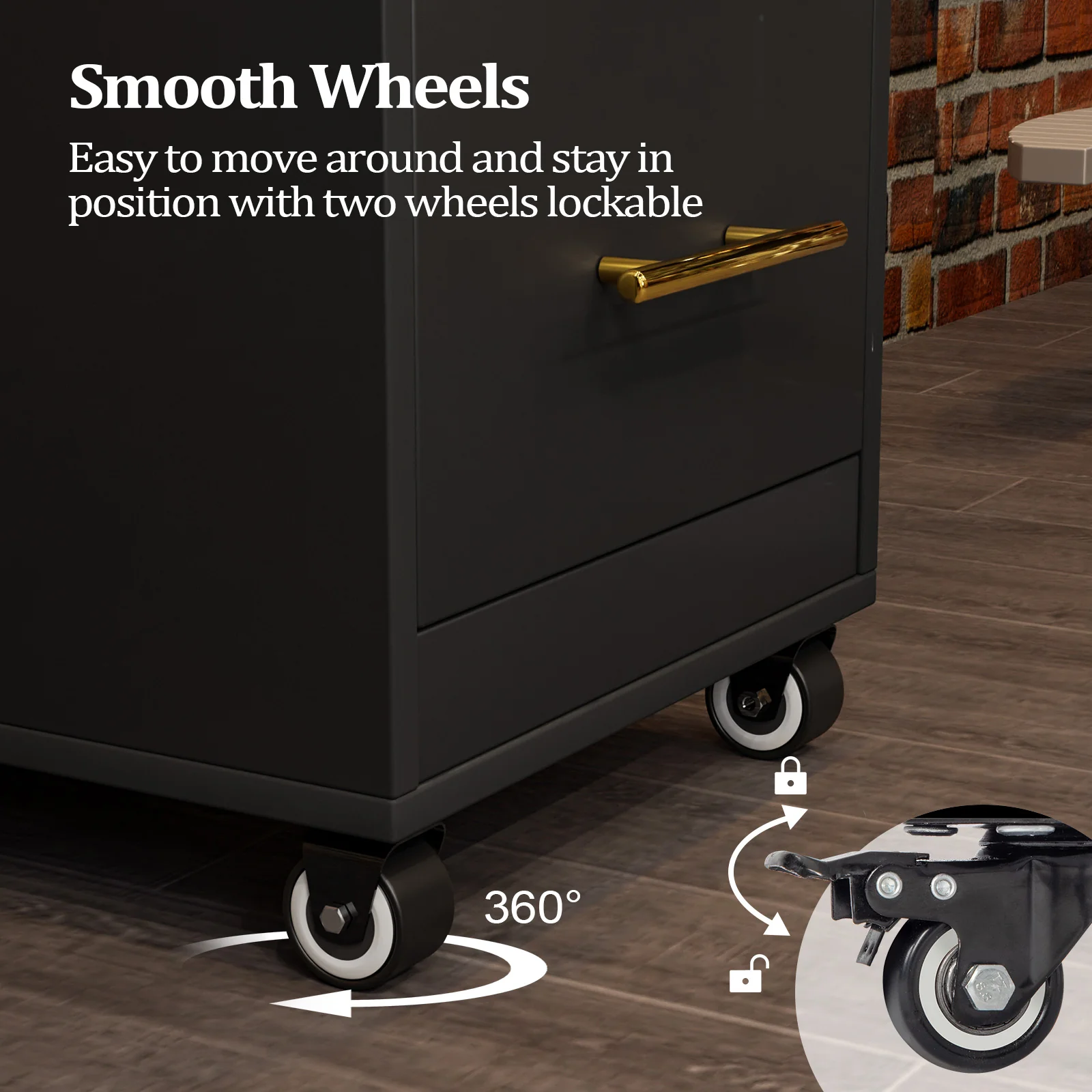 OmySalon ST1601 Wooden Mobile Salon Trolley Cart w/Wheels & 3 Drawers - Image 13