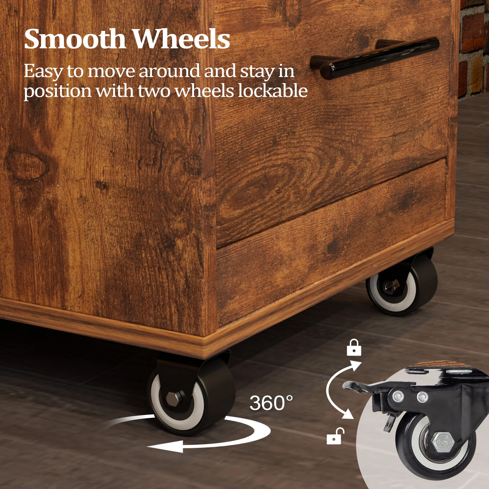 OmySalon ST1601 Wooden Mobile Salon Trolley Cart w/Wheels & 3 Drawers - Image 20