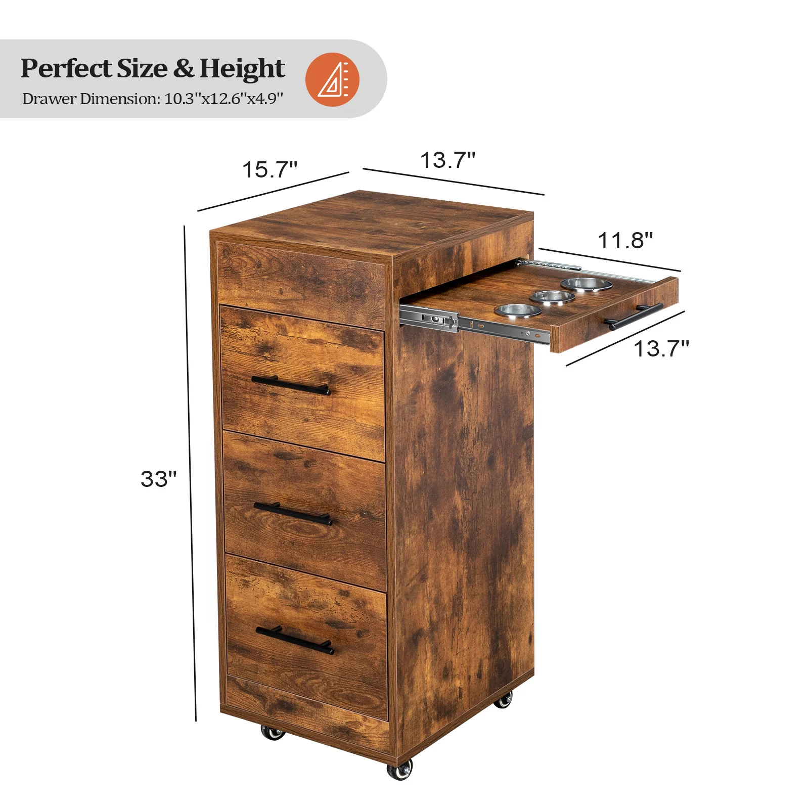 OmySalon ST1601 Wooden Mobile Salon Trolley Cart w/Wheels & 3 Drawers - Image 21