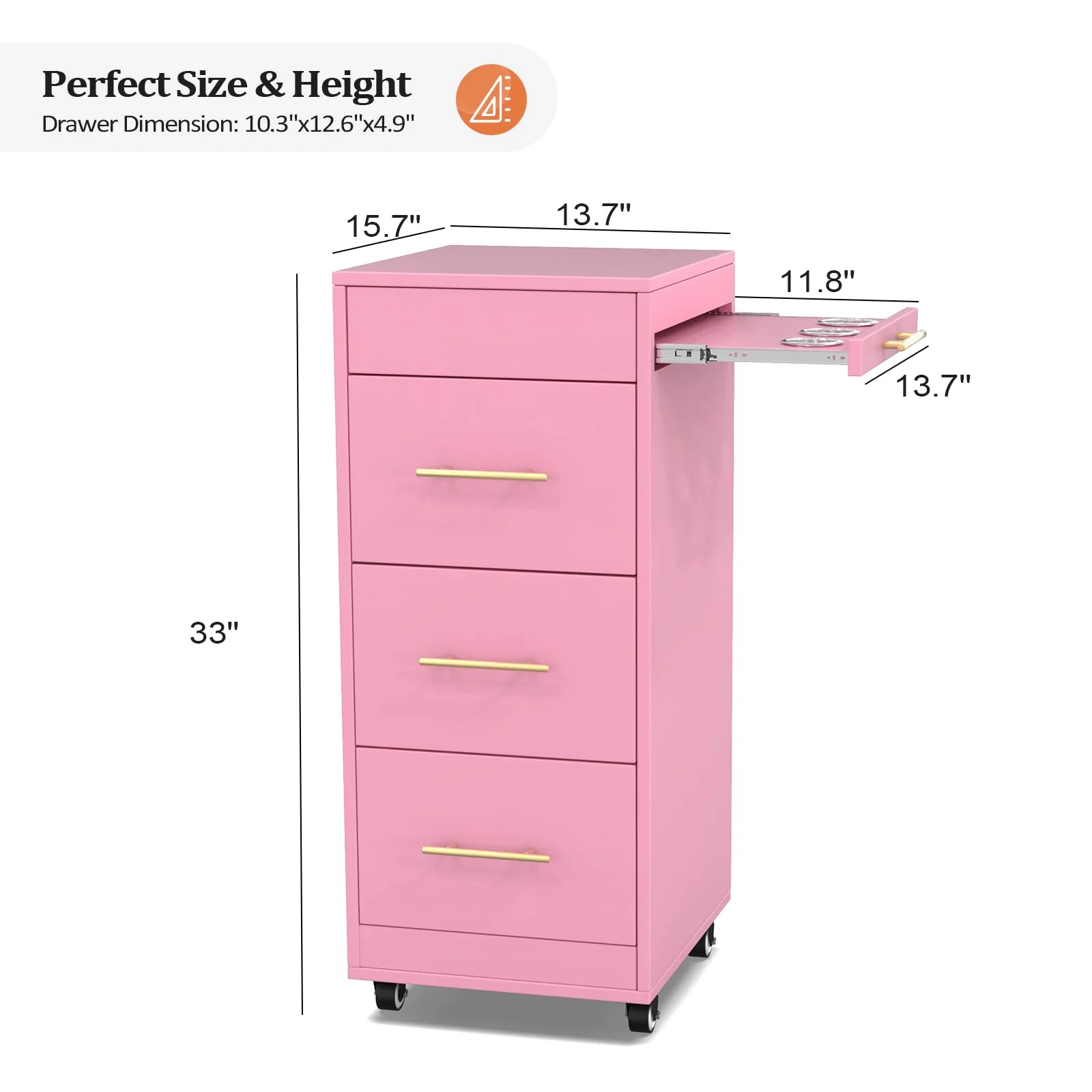 OmySalon ST1601 Wooden Mobile Salon Trolley Cart w/Wheels & 3 Drawers - Image 31