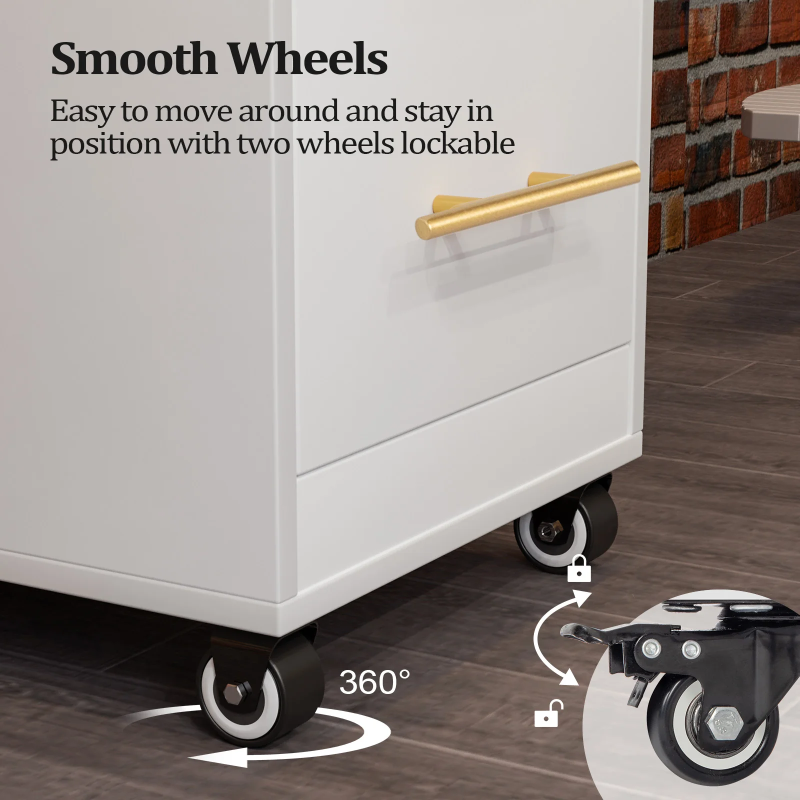 OmySalon ST1601 Wooden Mobile Salon Trolley Cart w/Wheels & 3 Drawers - Image 6