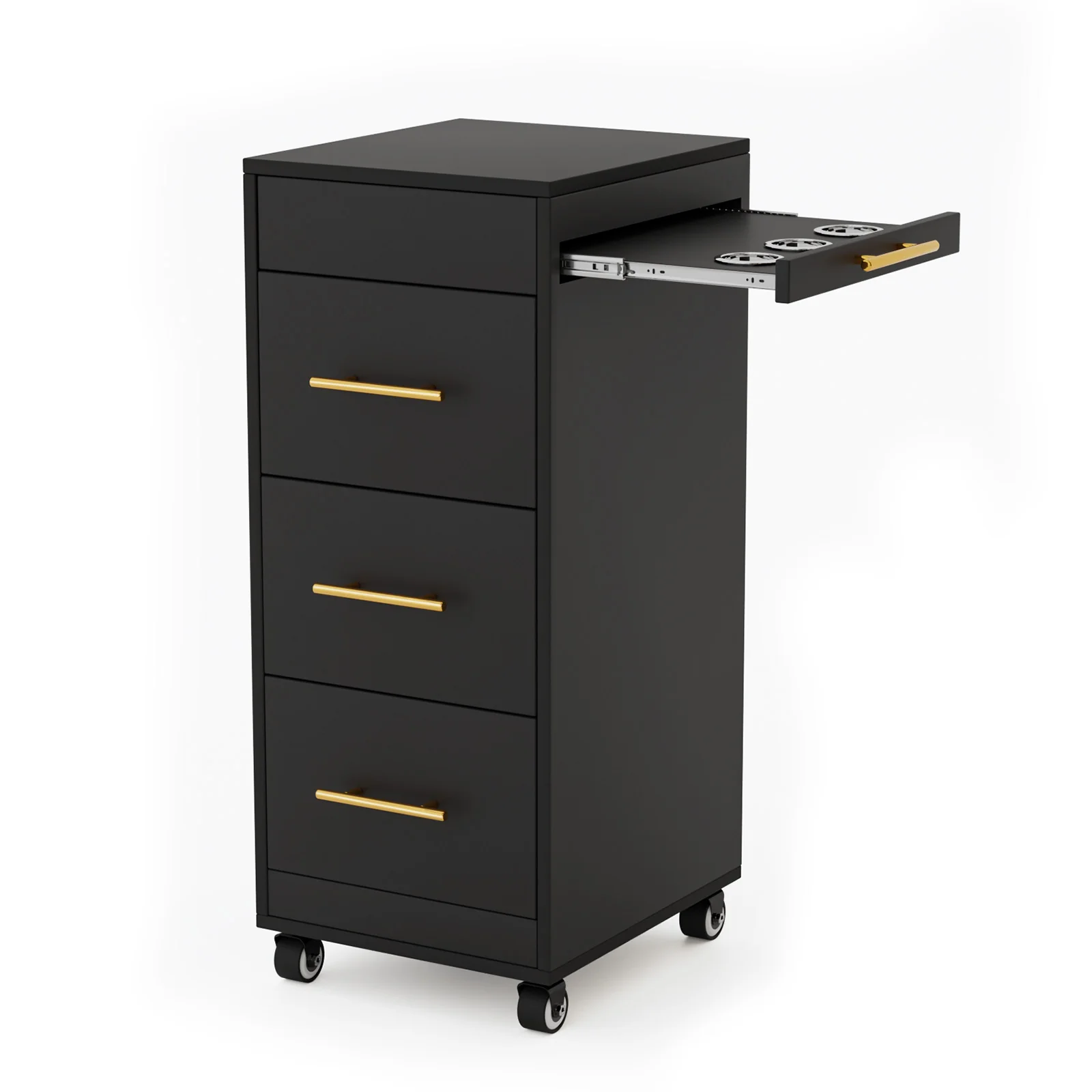 OmySalon ST1601 Wooden Mobile Salon Trolley Cart w/Wheels & 3 Drawers - Image 8
